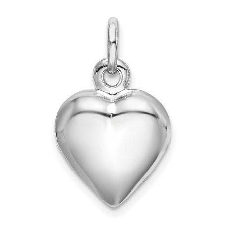 Sterling Silver Heart Pendant, Smooth Polished Minimalist Charm, Romantic Jewelry for Women