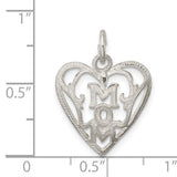 Sterling Silver Heart Pendant with Bold MOM Design, Sentimental Family Charm