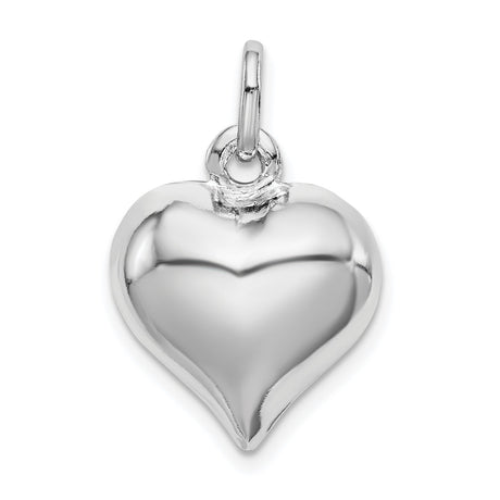 Sterling Silver Heart Pendant, Smooth Polished Minimalist Charm, Romantic Design for Women