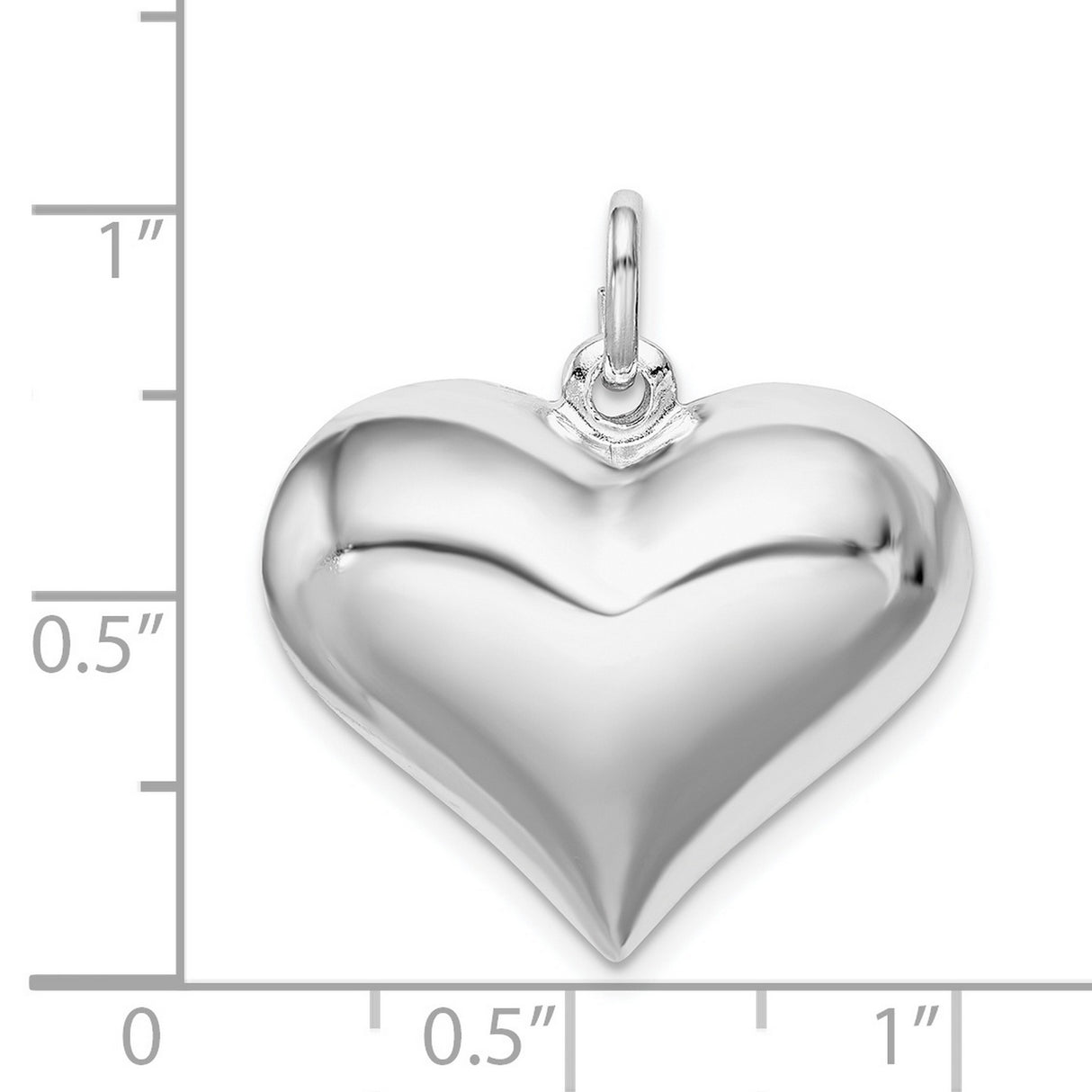 Sterling Silver Heart Pendant, Polished Minimalist Charm for Women