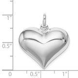 Sterling Silver Heart Pendant, Polished Minimalist Charm for Women