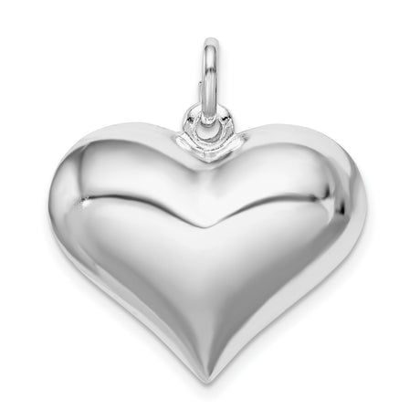 Sterling Silver Heart Pendant, Polished Minimalist Charm for Women