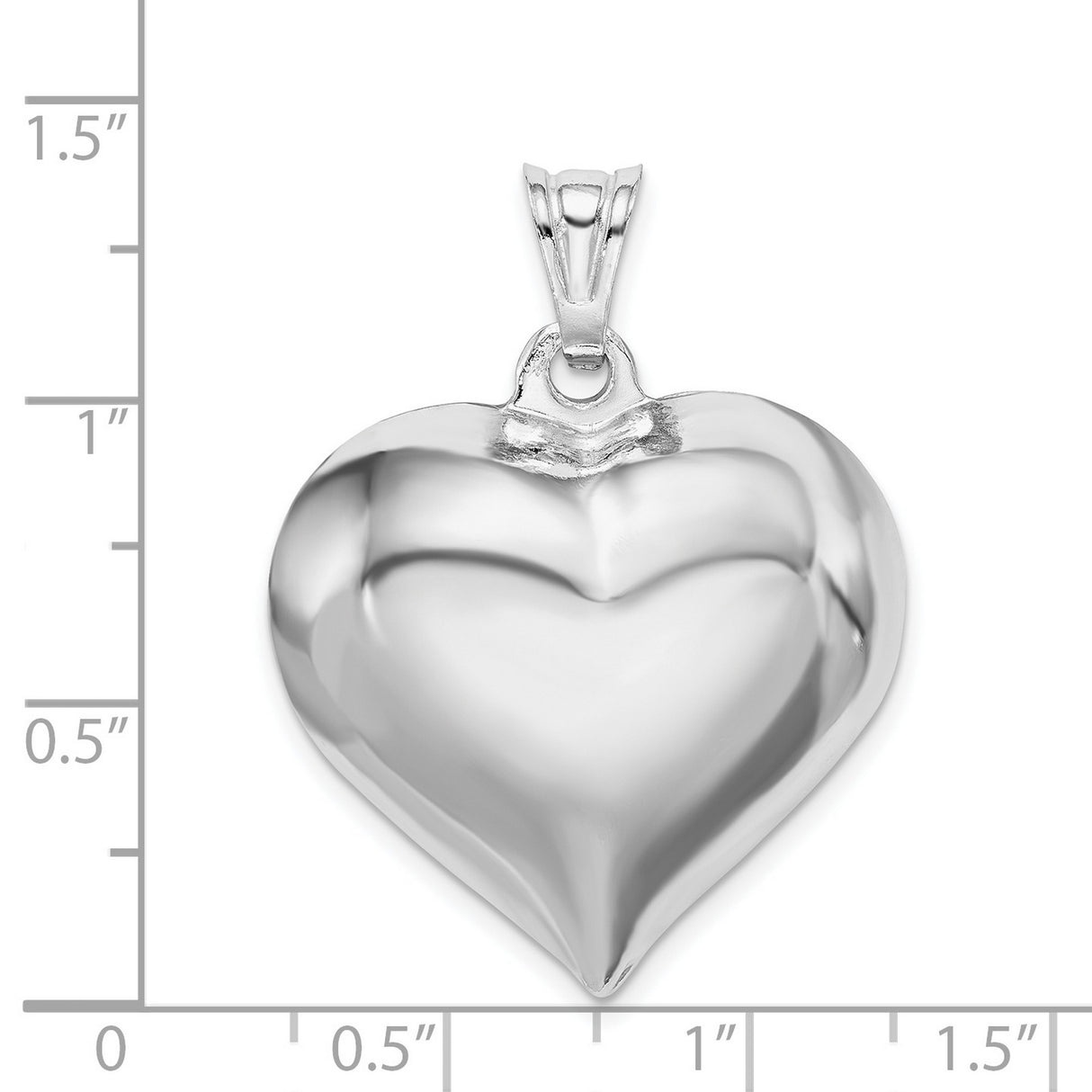 Sterling Silver Heart Pendant, Polished Puffed Design, Romantic Minimalist Jewelry for Women