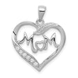 Sterling Silver Heart Shaped Mom Pendant with Cubic Zirconia, Symbol of Love and Family