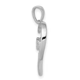 MOM CZ Heart Charm Pendant in Real 925 Sterling Silver