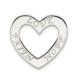 Faith Hope and Love Heart 23x23mm Charm Pendant in Real 925 Sterling Silver