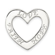 Faith Hope and Love Heart 23x23mm Charm Pendant in Real 925 Sterling Silver