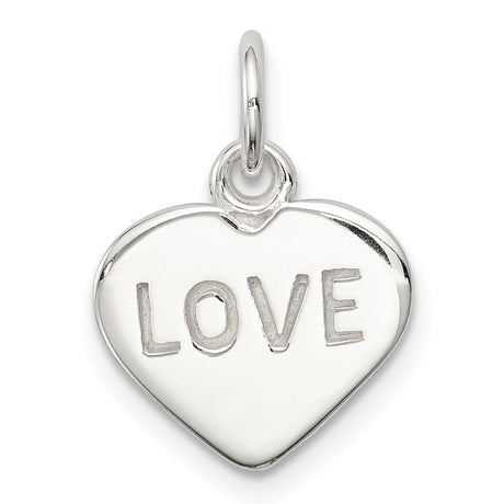 Sterling Silver Heart Pendant with LOVE Engraving, Minimalist Romantic Charm for Women