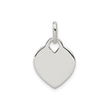 Sterling Silver Heart Pendant with Polished Surface, Engraving-Ready Minimalist Design for Women