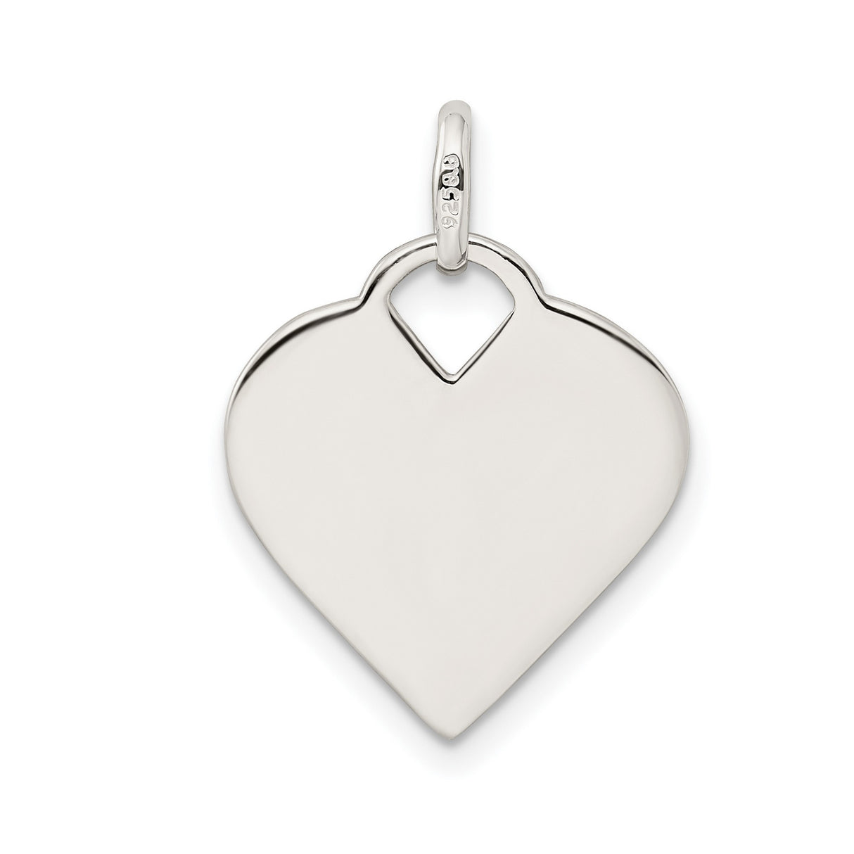 Polished Heart Charm Pendant in Real 925 Sterling Silver