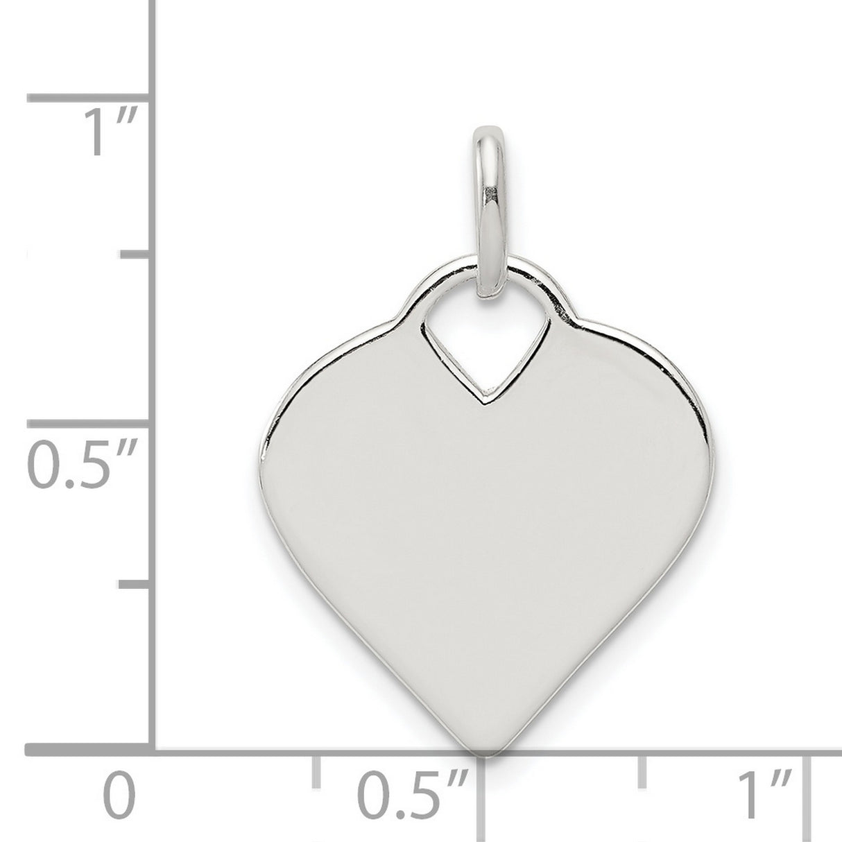 Polished Heart Charm Pendant in Real 925 Sterling Silver