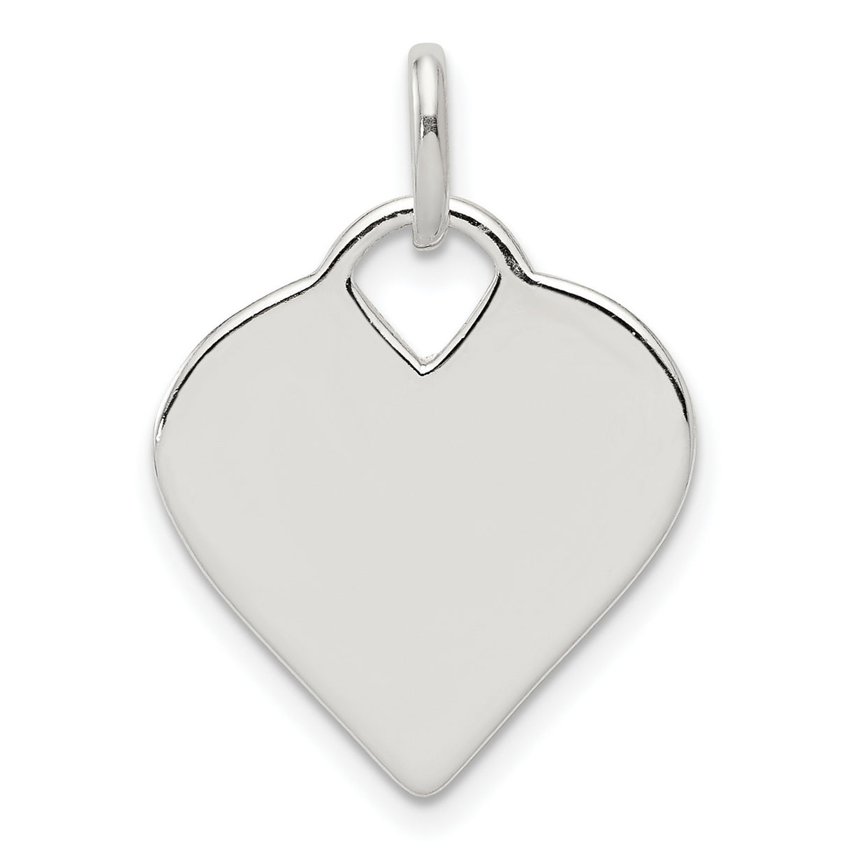 Polished Heart Charm Pendant in Real 925 Sterling Silver