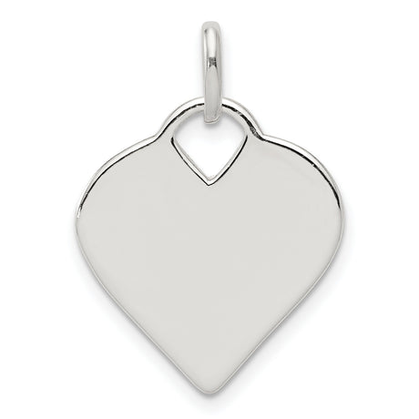 Polished Heart Charm Pendant in Real 925 Sterling Silver