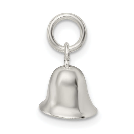 3-D Holiday Bell with Moving Clapper Charm Pendant in Real 925 Sterling Silver