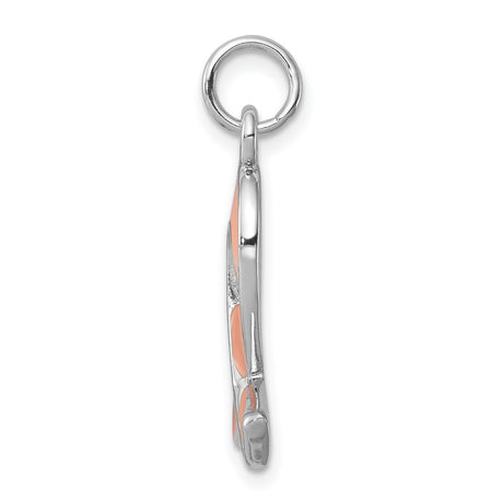 Sterling Silver Awareness Pendant with Enamel Pink Ribbon, Breast Cancer Support Jewelry