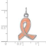 Sterling Silver Awareness Pendant with Enamel Pink Ribbon, Breast Cancer Support Jewelry