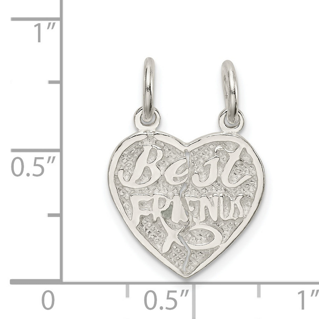 Sterling Silver Break Apart Heart Pendant with Ichthys Symbol for Christian Friendship