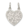 Sterling Silver Break Apart Heart Pendant with Ichthys Symbol for Christian Friendship
