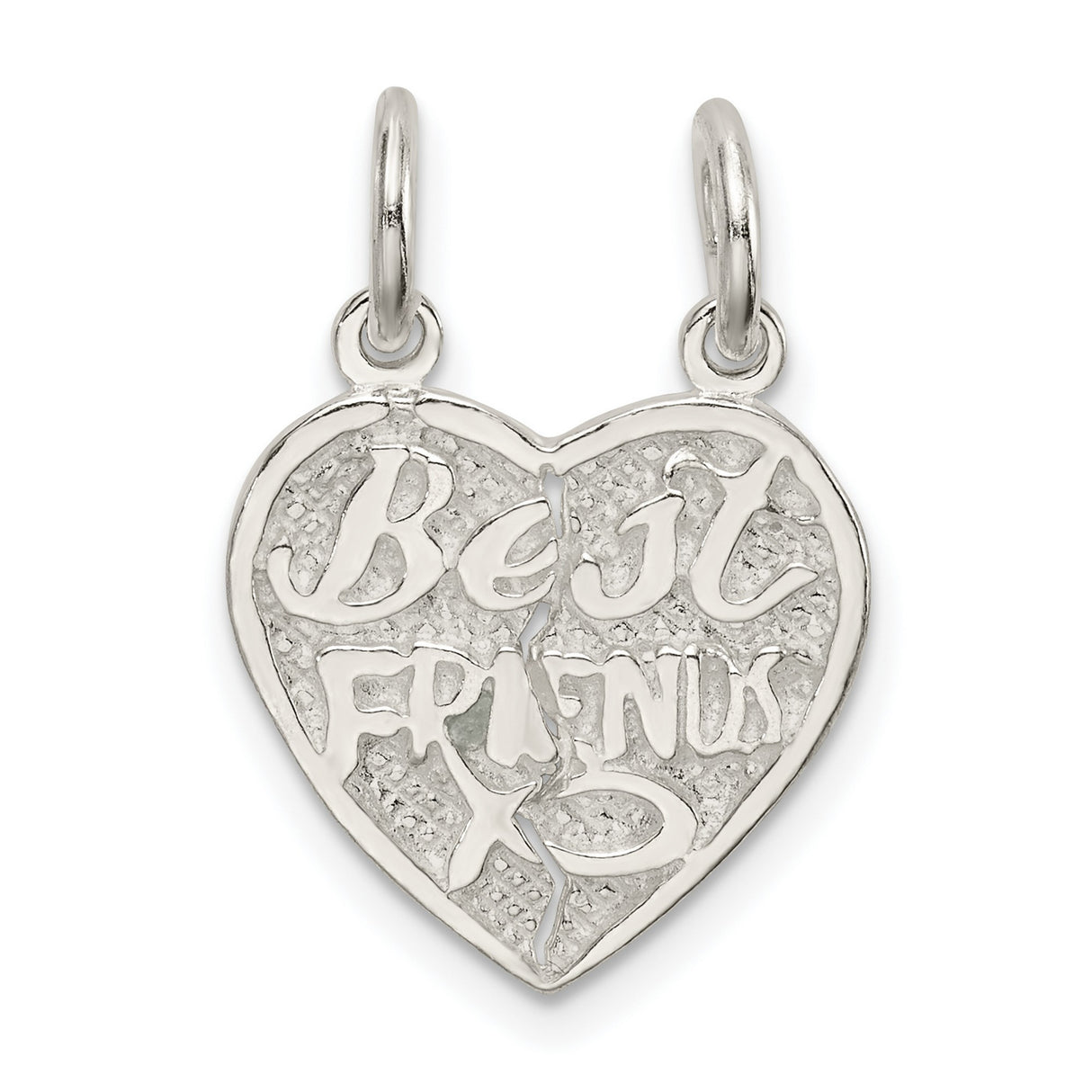 Sterling Silver Break Apart Heart Pendant with Ichthys Symbol for Christian Friendship