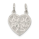 Sterling Silver Break Apart Heart Pendant with Ichthys Symbol for Christian Friendship