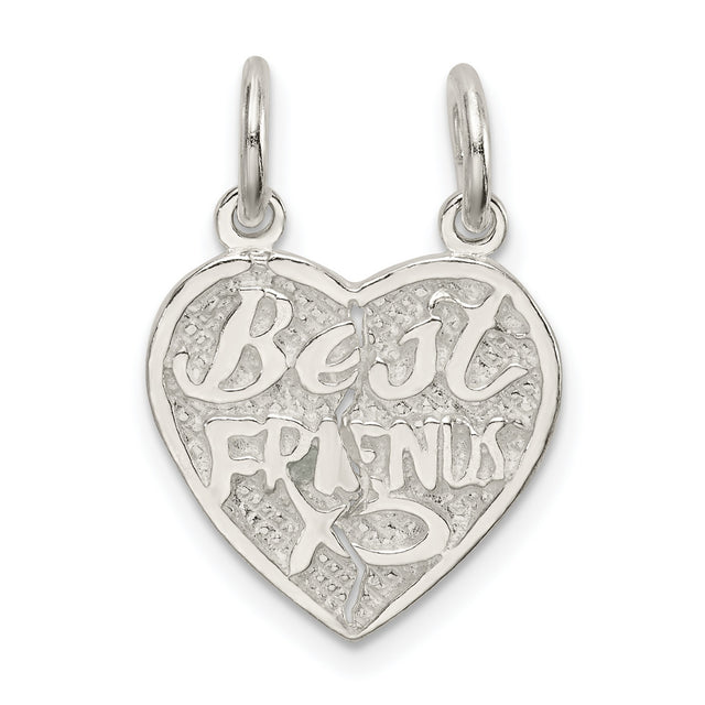 Sterling Silver Break Apart Heart Pendant with Ichthys Symbol for Christian Friendship