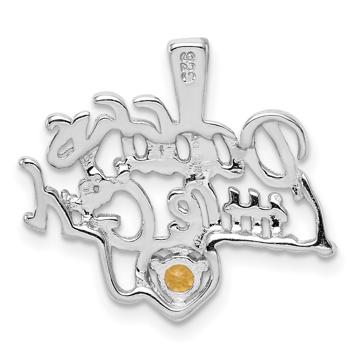 Citrine Daddys Little Girl Charm Pendant in Real 925 Sterling Silver
