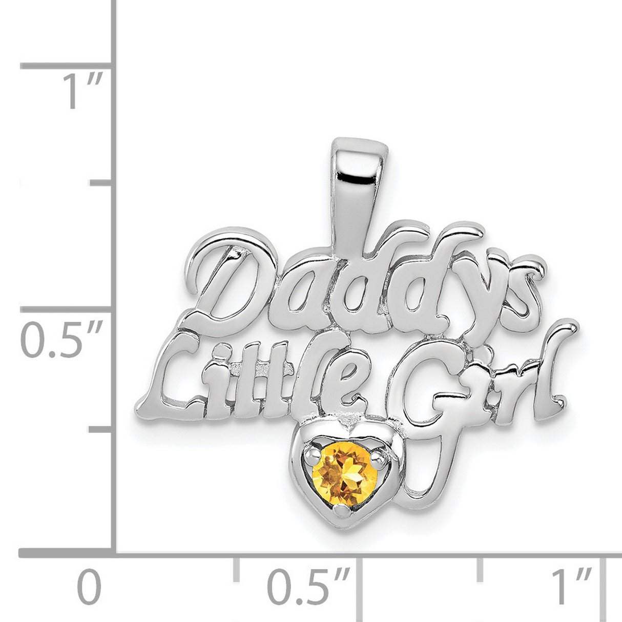 Citrine Daddys Little Girl Charm Pendant in Real 925 Sterling Silver