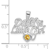 Citrine Daddys Little Girl Charm Pendant in Real 925 Sterling Silver