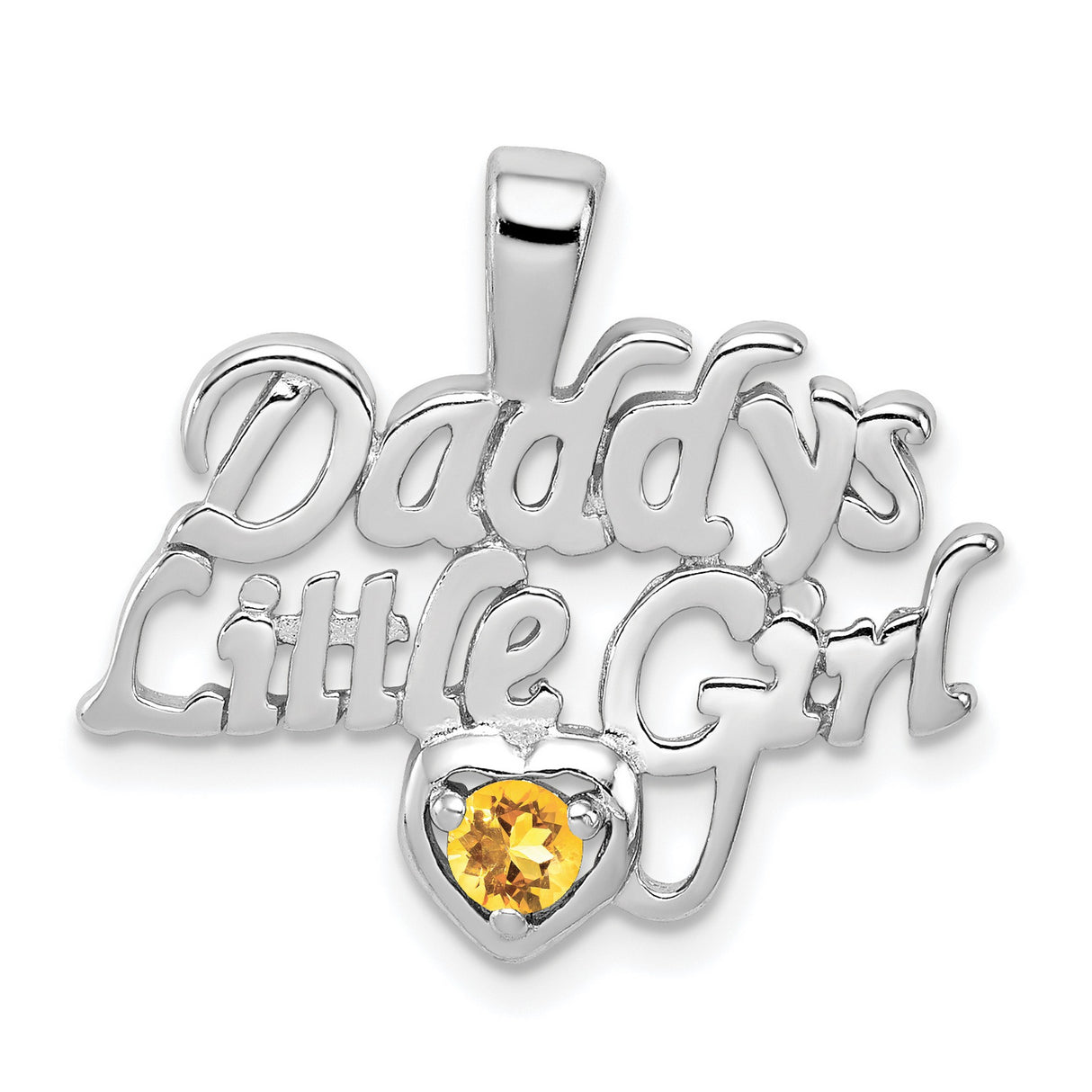 Citrine Daddys Little Girl Charm Pendant in Real 925 Sterling Silver