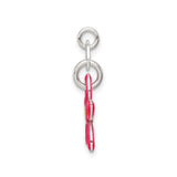 Sterling Silver Flower Charm with Pink Enamel and Yellow Center, Openwork Five-Petal Design