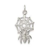 Sterling Silver Spider Pendant with Web Design, Gothic Halloween Jewelry