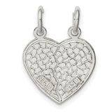 I Love You 2-piece break apart Heart Charm Pendant in Real 925 Sterling Silver