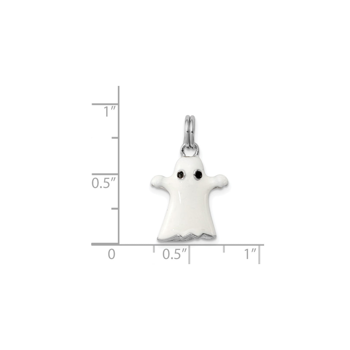 Sterling Silver Ghost Pendant with Black Enamel Eyes, Halloween Charm for Women or Unisex Wear