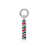 Sterling Silver Candy Cane Pendant with Red and Green Enamel, Christmas Charm