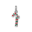 Sterling Silver Candy Cane Pendant with Red and Green Enamel, Christmas Charm