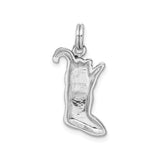 Sterling Silver Christmas Stocking Pendant with Red Enamel and Candy Cane Charm