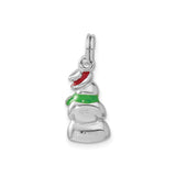 Sterling Silver Snowman Pendant with Enamel Red Hat, Green Scarf, and Songbook, Christmas Theme
