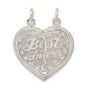 Best Friend 2-piece break apart Heart Charm Pendant in Real 925 Sterling Silver