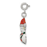 Multi-Color White Snowman with CZ Accents Charm Pendant in Real 925 Sterling Silver