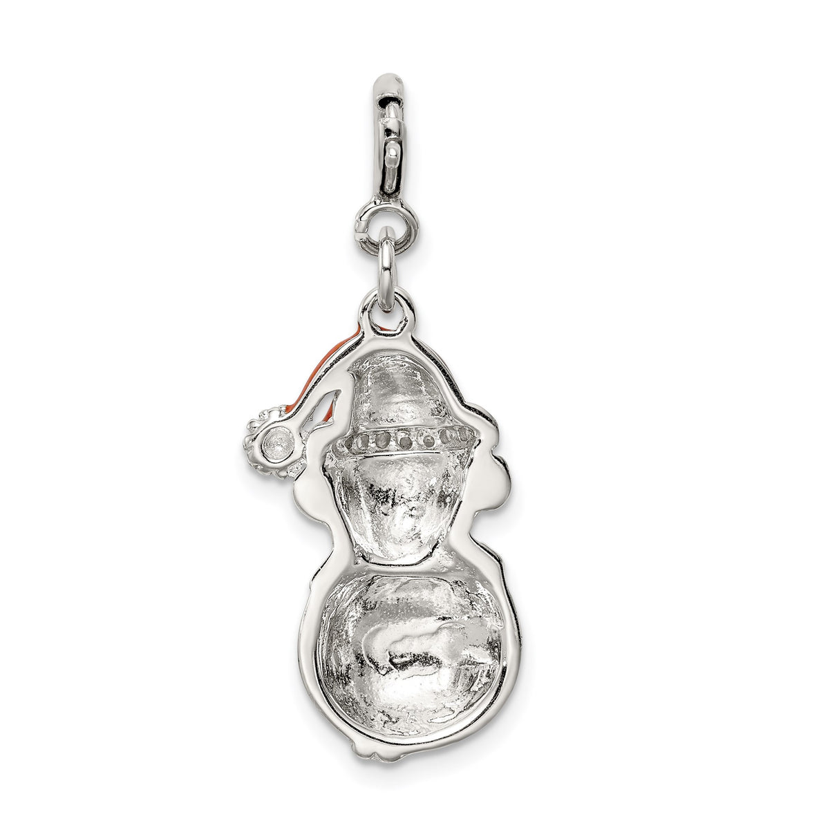 Multi-Color White Snowman with CZ Accents Charm Pendant in Real 925 Sterling Silver