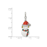 Multi-Color White Snowman with CZ Accents Charm Pendant in Real 925 Sterling Silver