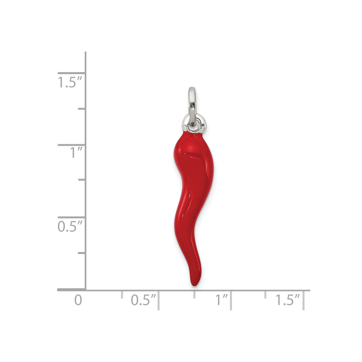 Sterling Silver Italian Horn Pendant, Red Cornicello Amulet for Protection and Good Luck