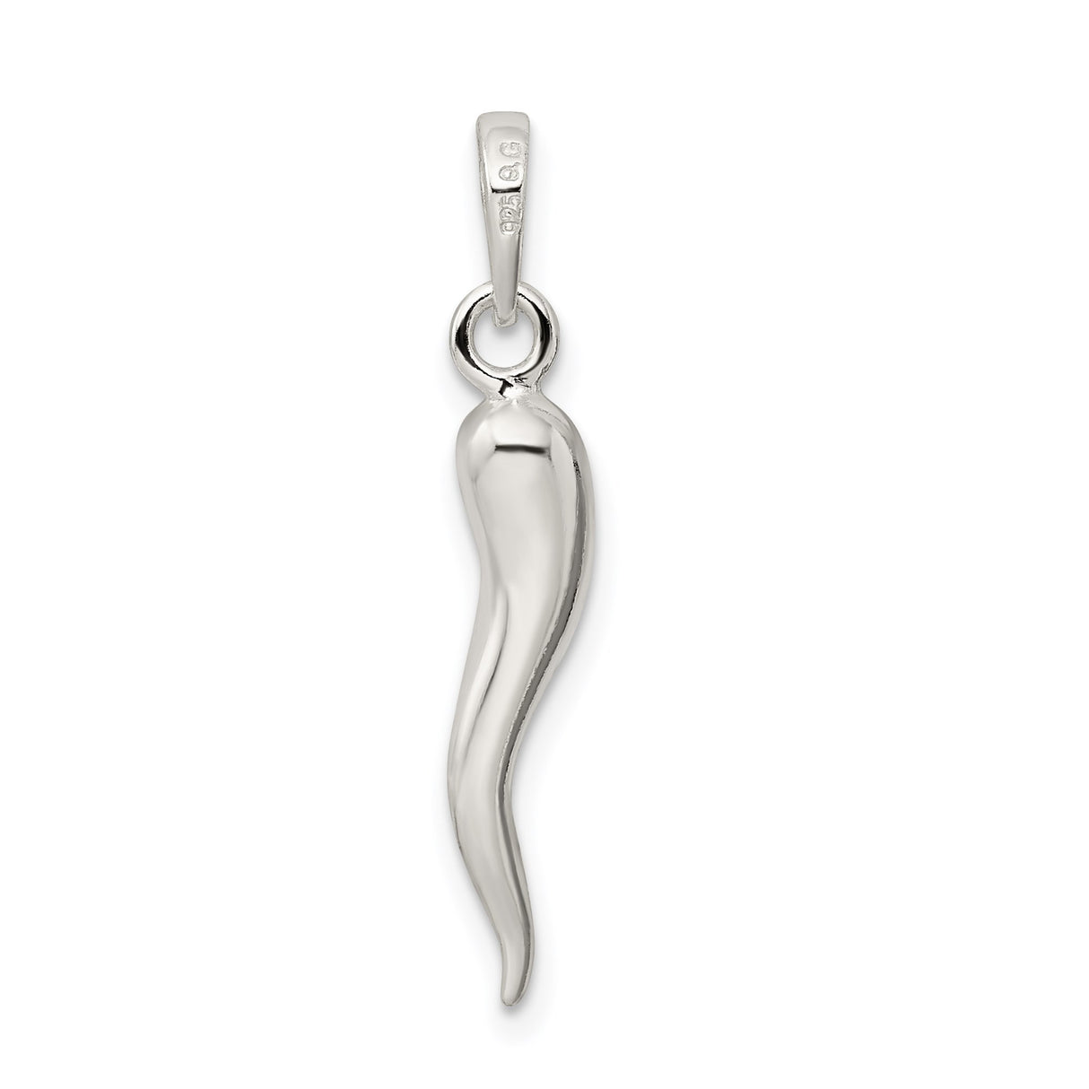 Sterling Silver Italian Horn Pendant, Cornicello Amulet Talisman, Evil Eye Protection Charm
