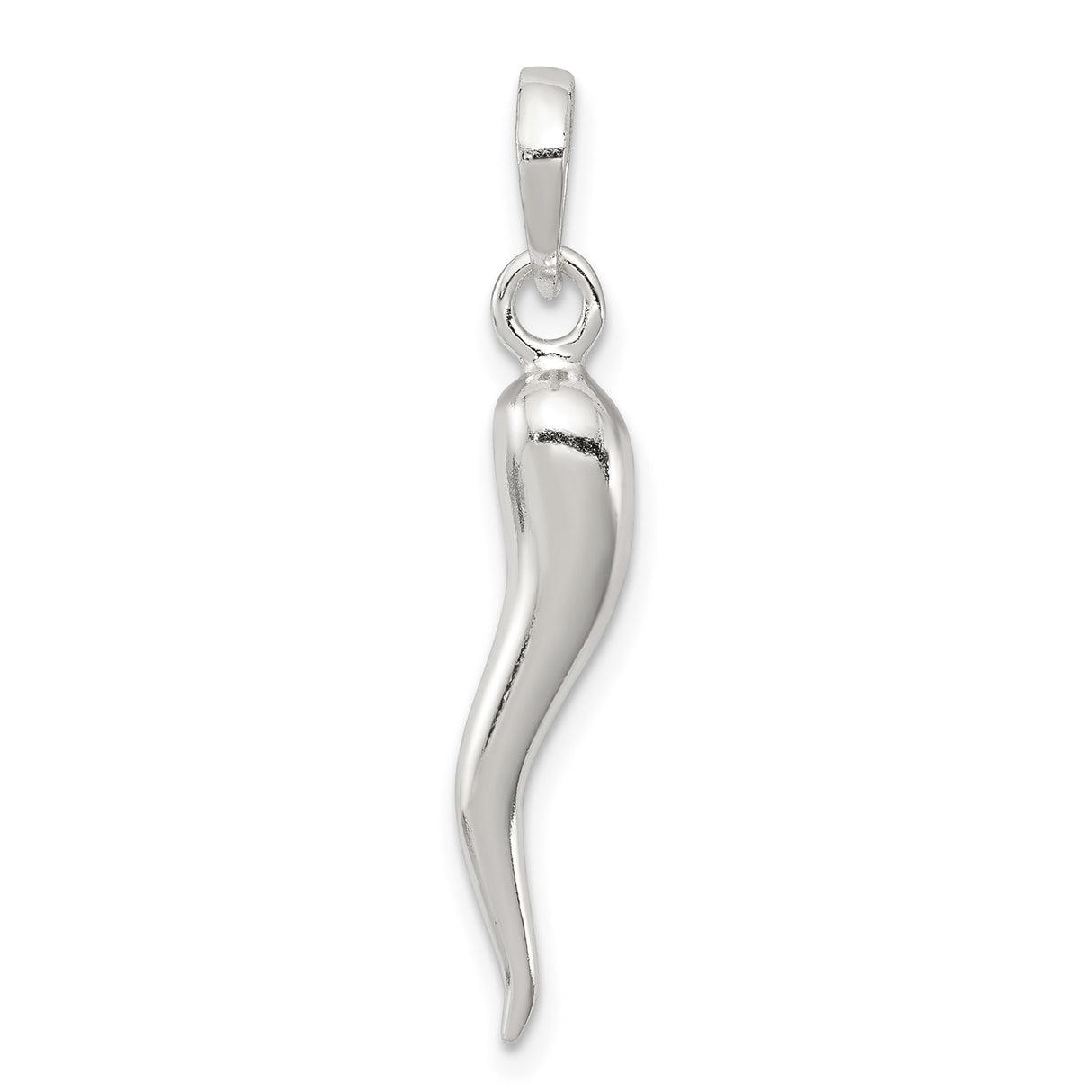 Sterling Silver Italian Horn Pendant, Cornicello Amulet Talisman, Evil Eye Protection Charm
