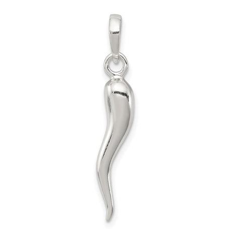 Sterling Silver Italian Horn Pendant, Cornicello Amulet Talisman, Evil Eye Protection Charm