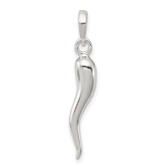 Sterling Silver Italian Horn Pendant, Cornicello Amulet Talisman, Evil Eye Protection Charm