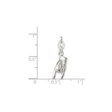 Sterling Silver Hand Sign Pendant Charm, Rock On I Love You Symbol, ASL Unisex Jewelry