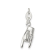 Sterling Silver Hand Sign Pendant Charm, Rock On I Love You Symbol, ASL Unisex Jewelry
