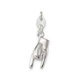 Sterling Silver Hand Sign Pendant Charm, Rock On I Love You Symbol, ASL Unisex Jewelry