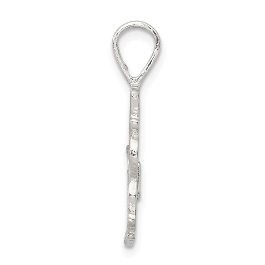 Sterling Silver Ave Maria Pendant with Intertwined AM Letters, Heart and Cross